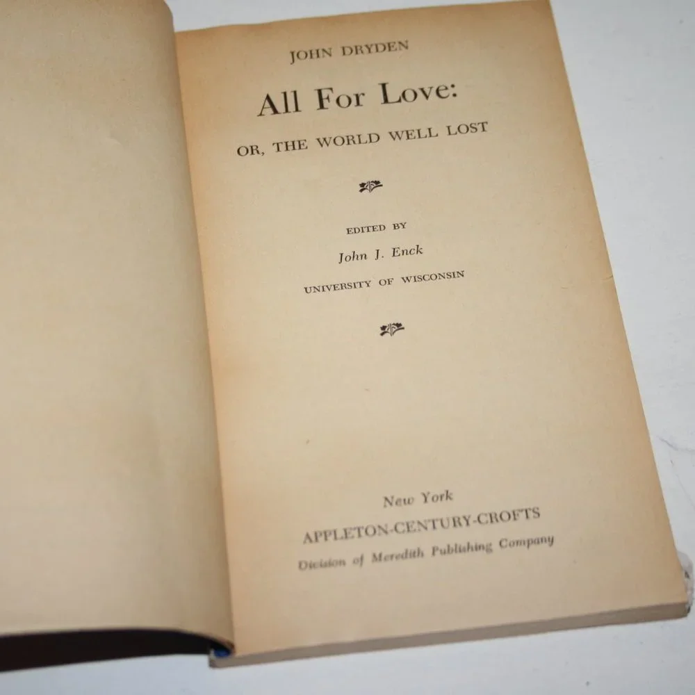 🎭 All for Love · 1966 Vintage Paperback by John Dryden (ba)